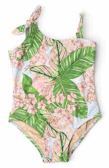 Shade Critters Kids' Botanical Palms One-Shoulder One-Piece UPF 50+ Swimsuit
