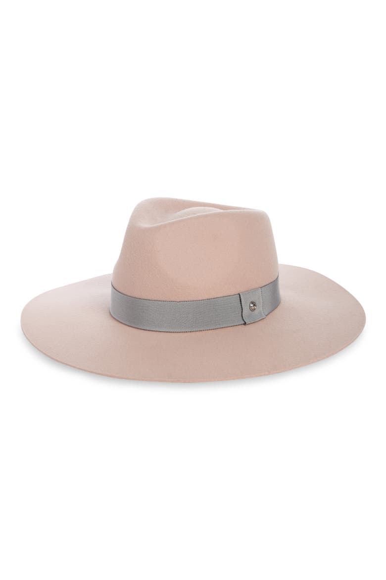 Wide Brim Felted Wool Fedora, Main, color, LIGHT PINK