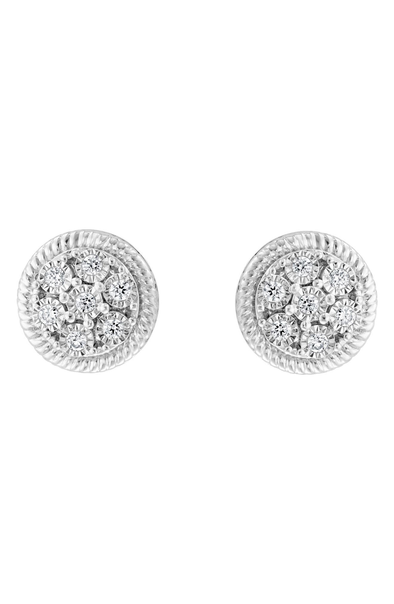 EFFY Sterling Silver Round Diamond Stud Earrings - 0.09 ctw.