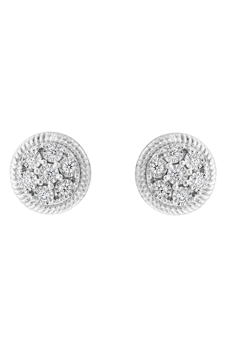 EFFY Sterling Silver Round Diamond Stud Earrings - 0.09 ctw., Main, color, White
