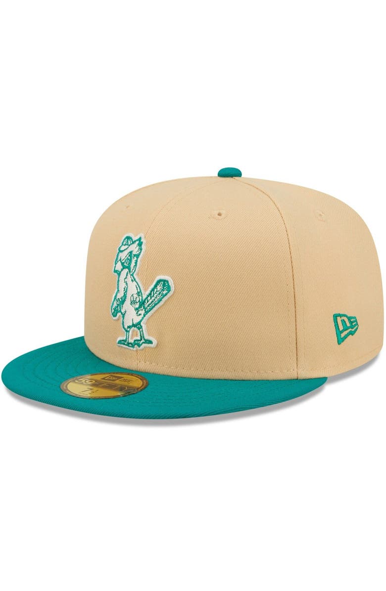 New Era Men's New Era Natural/Teal Mango Forest 59FIFTY fitted hat, Alternate, color,