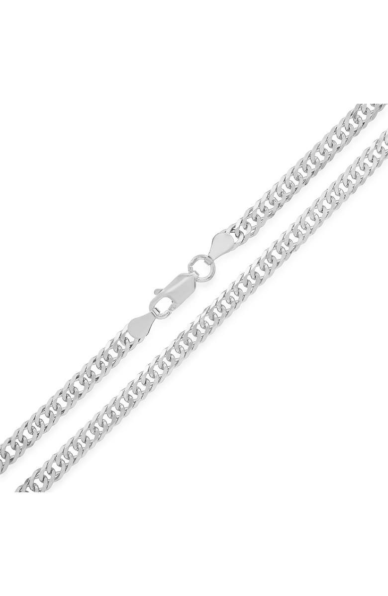 Queen Jewels Sterling Silver Italian Miami Cuban Double Curb Chain Necklace, Alternate, color, Silver