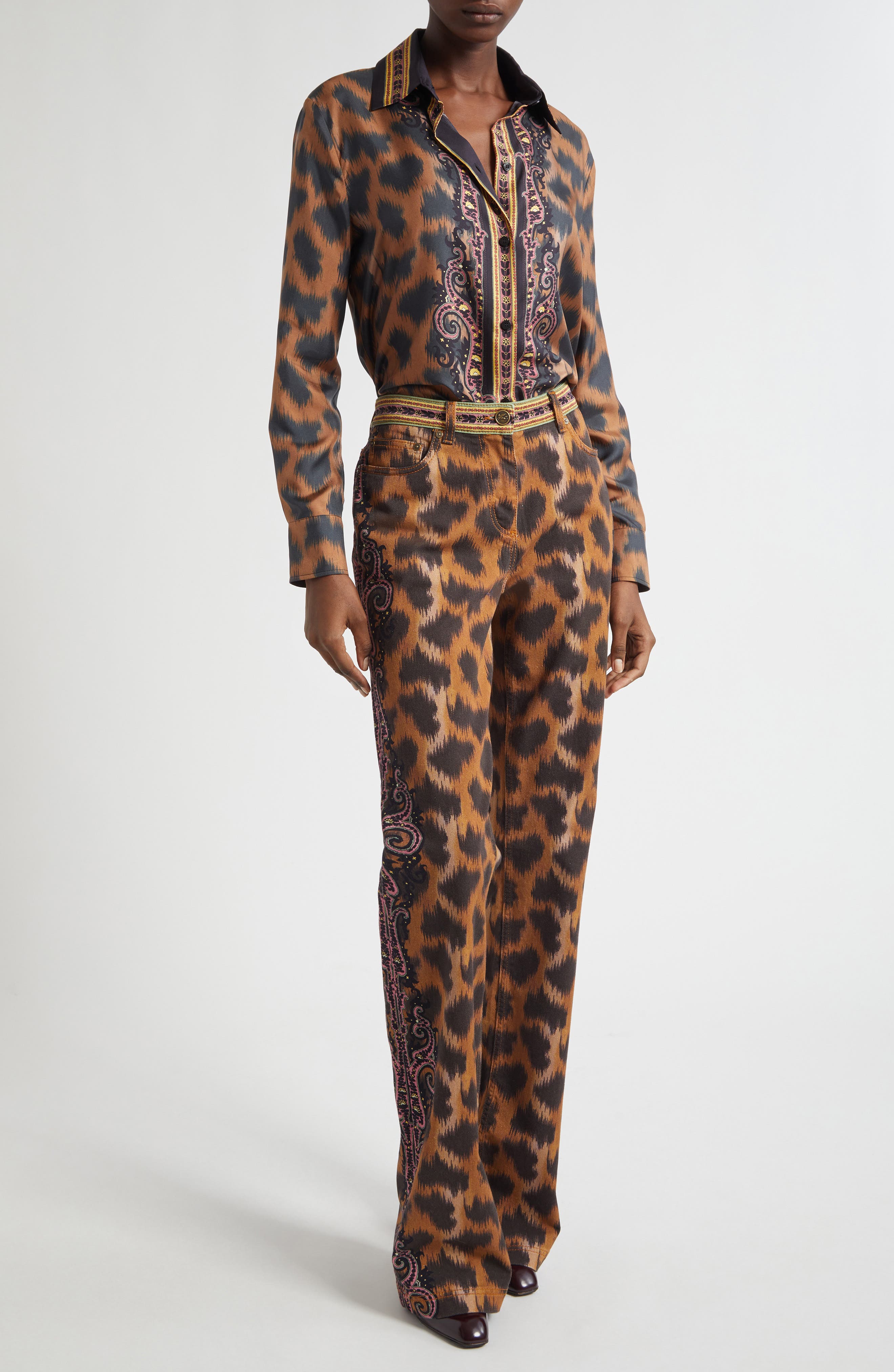 Leopard Silk Twill Button-Up Shirt - image 2