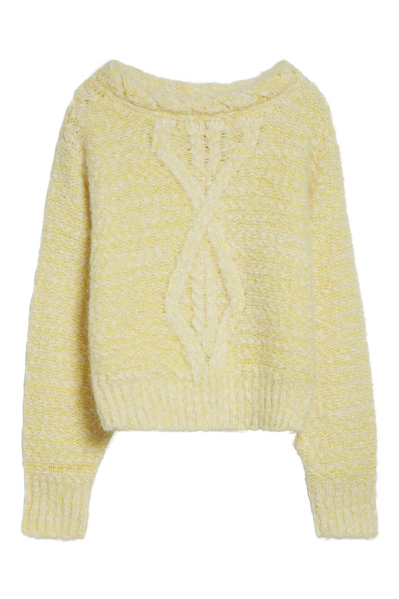 Dorota Alpaca & Mohair Blend Cable Sweater, Alternate, color, ECRU/ YELLOW