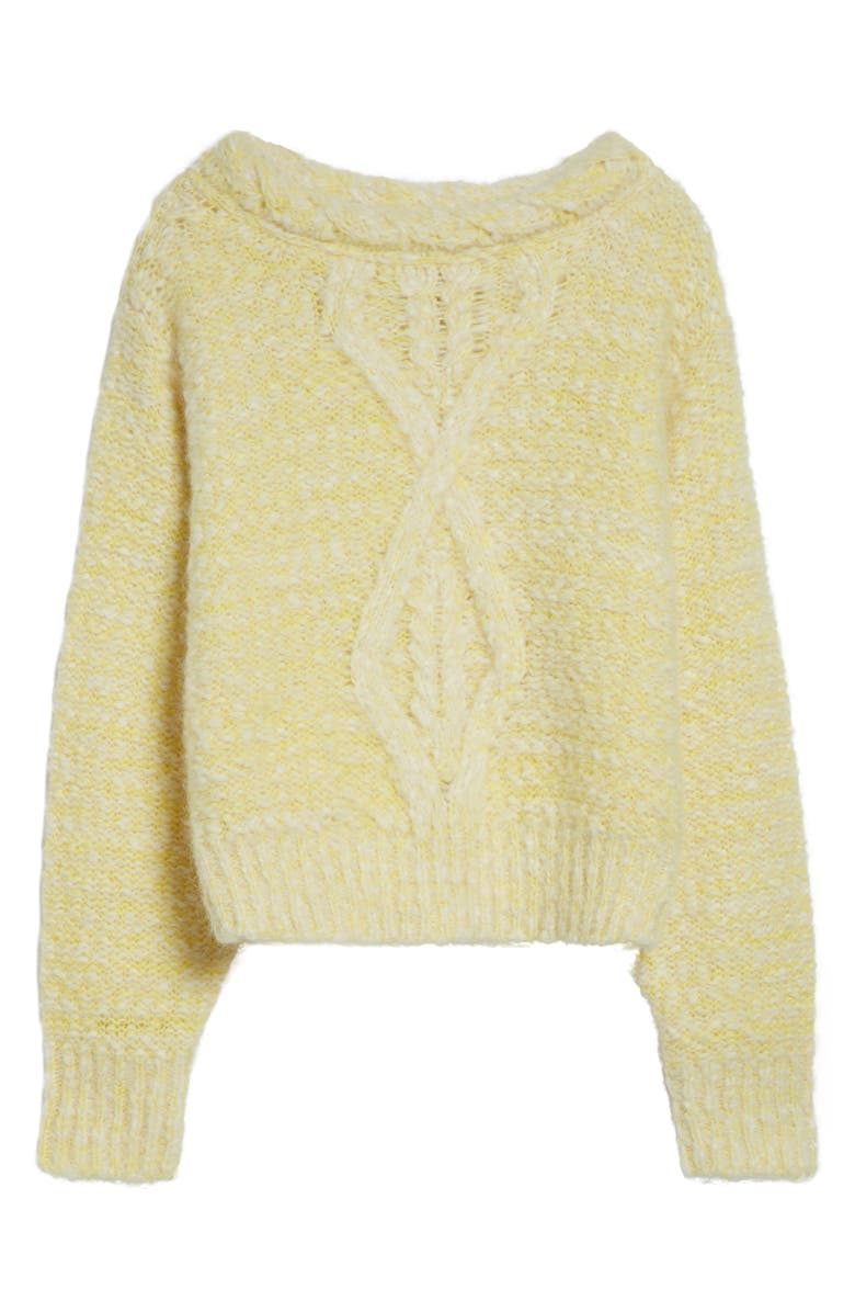 Isabel Marant Dorota Alpaca & Mohair Blend Cable Sweater, Alternate, color, Ecru/ Yellow