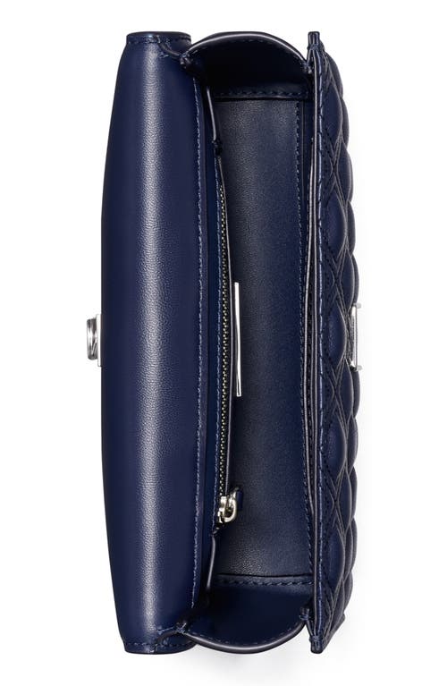 Tory Burch Small Fleming Convertible Leather Shoulder Bag In Blue