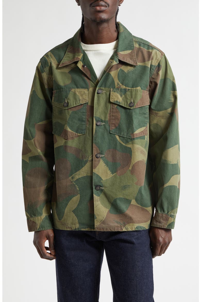 Camo Print Cotton Poplin Button-Up Overshirt, Main, color, PRINTED CAMO