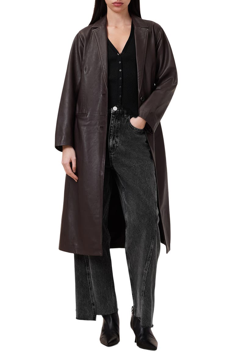 Aire Leather Coat, Alternate, color, OXBLOOD RED