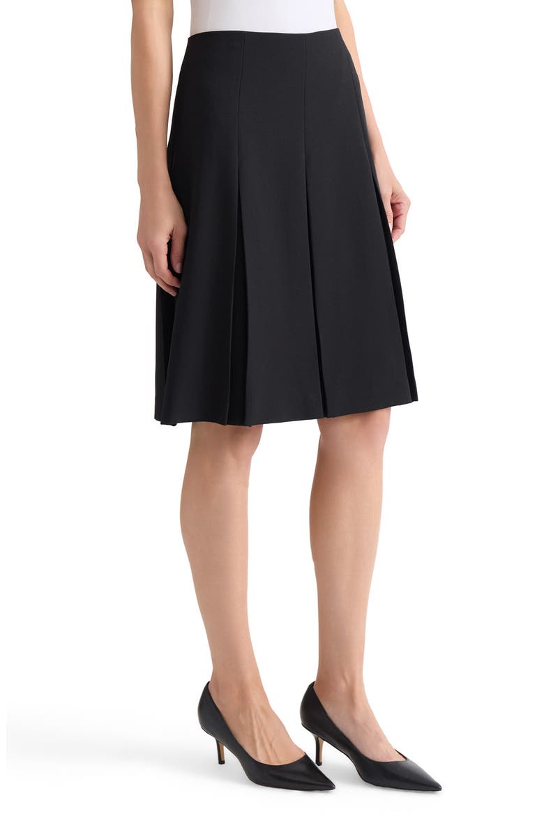 Pleated Stretch Crepe Skirt, Alternate, color, BLACK