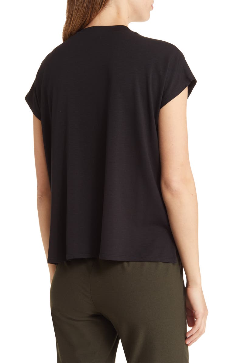 Eileen Fisher Mock Neck Cap Sleeve T-Shirt, Alternate, color,