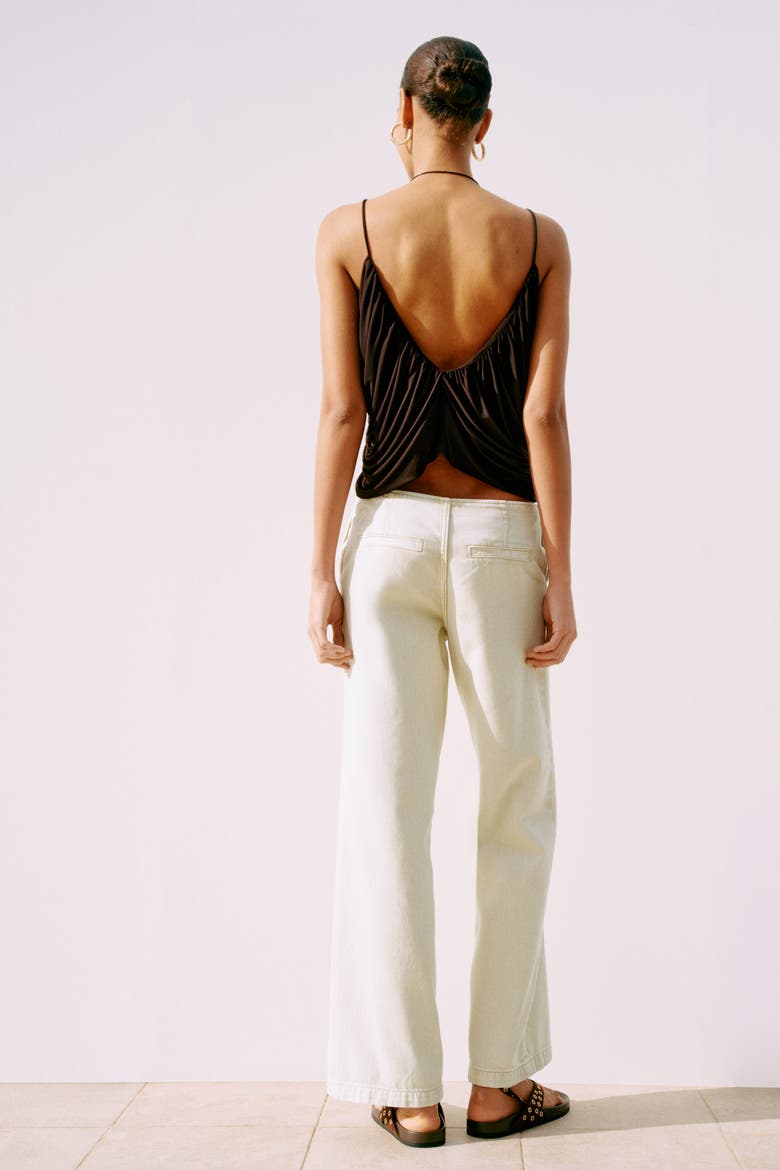 Wide Twill Trousers, Alternate, color, Light beige