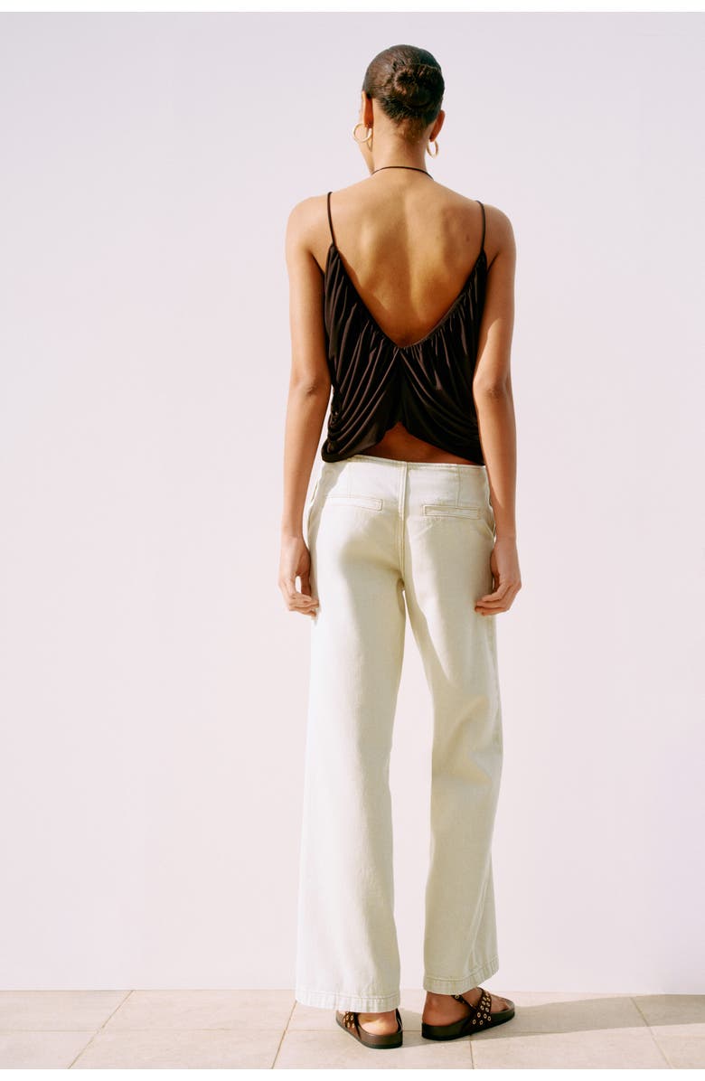 H&M Wide Twill Trousers, Alternate, color, Light Beige