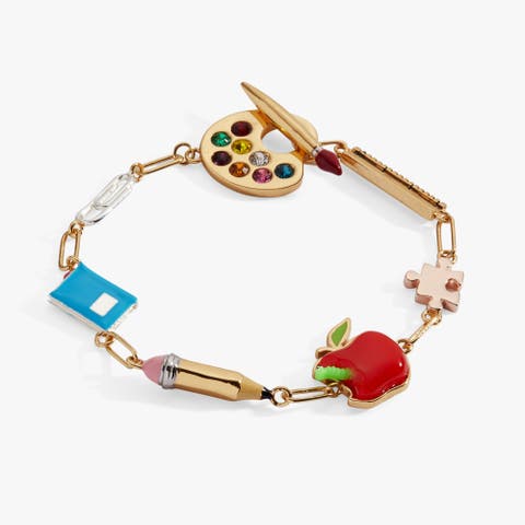 'Teacher’s Pet' Multi Charm Textured Bangle
