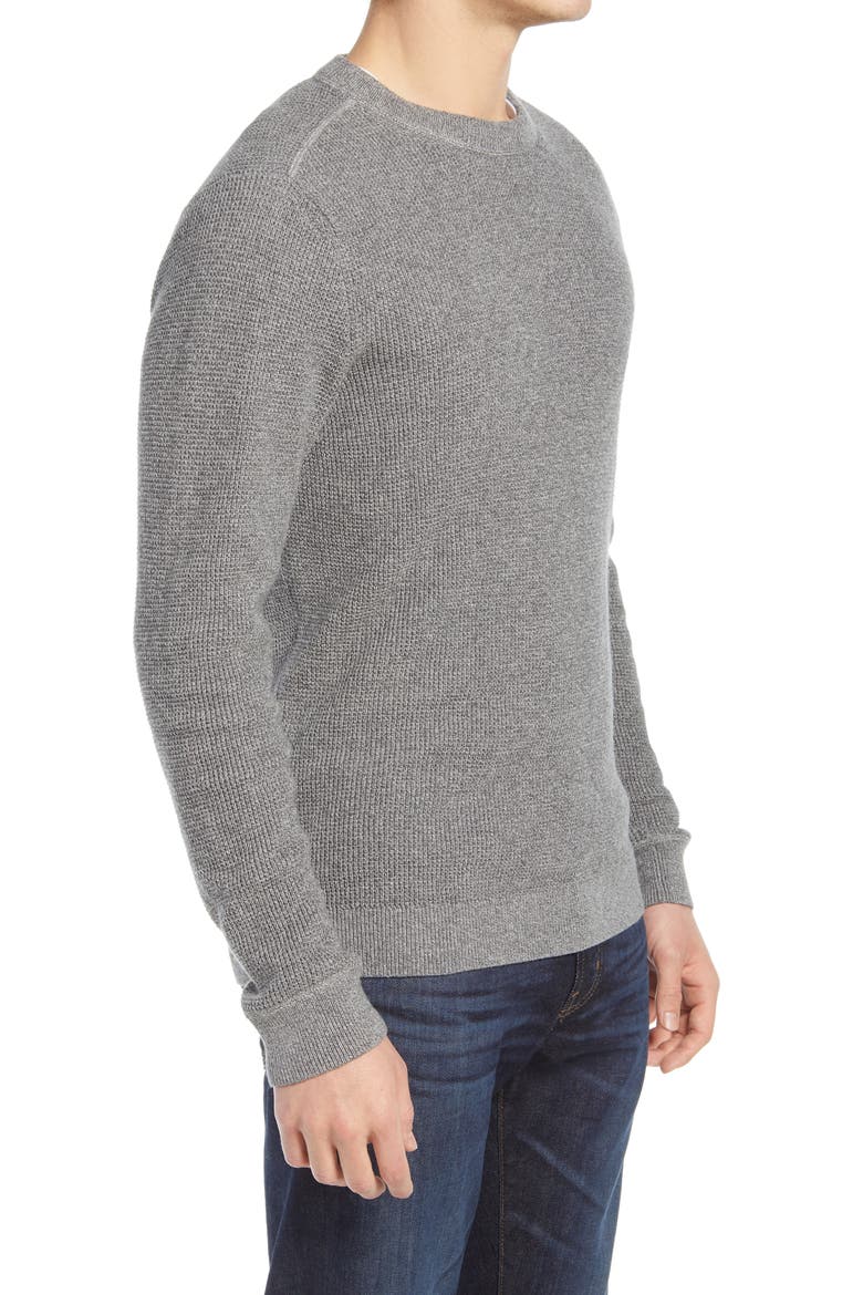 Waffle Knit Crewneck Sweater, Alternate, color, GREY SHADE MARL