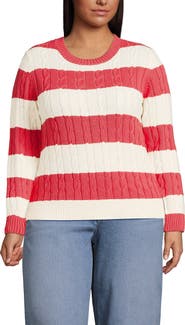 Lands' End Plus Size Drifter Classic Cable Crew Neck Sweater