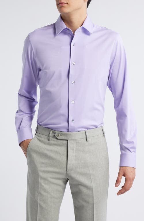 Zanella Lord Solid Knit Cotton Blend Dress Shirt in Lavender 