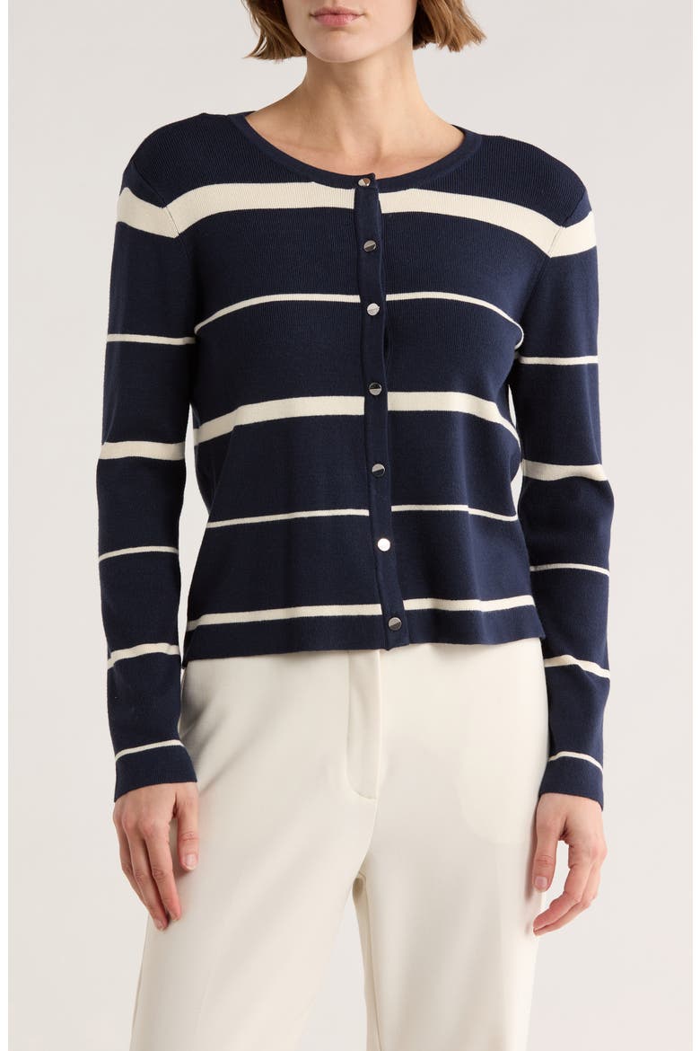 Variegated Stripe Crop Cardigan, Main, color, NIGHTLIFE/ IVORY STRIPE