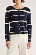ELIE ELIE TAHARI Variegated Stripe Crop Cardigan