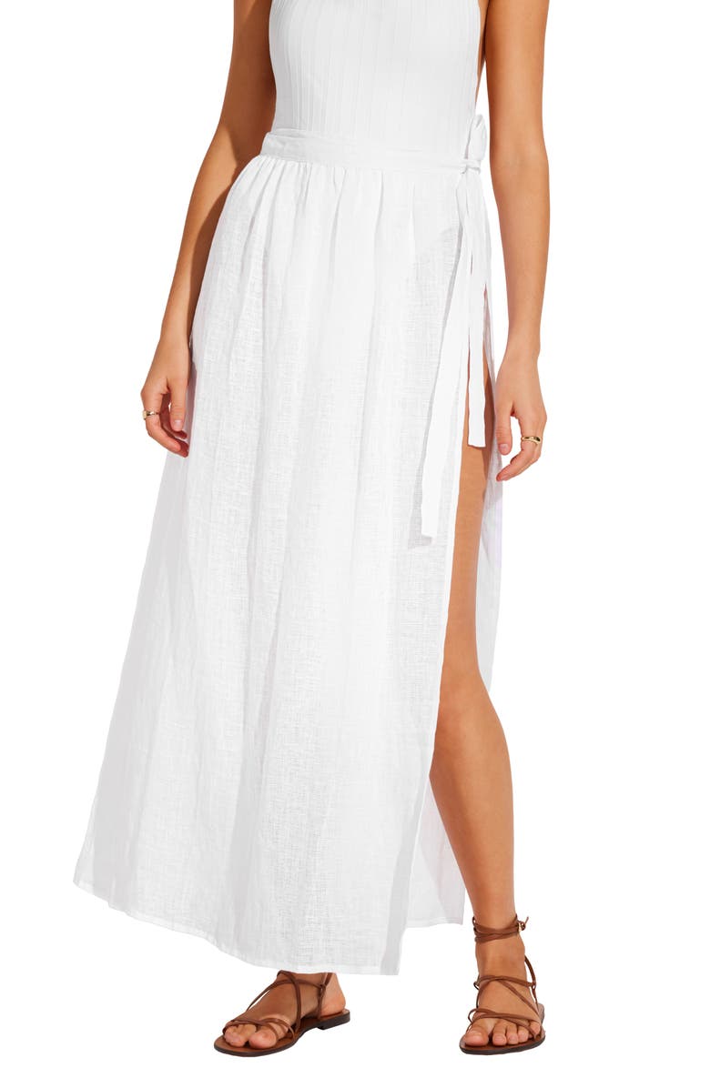 Vitamin A<sup>®</sup> Vera Linen Cover-Up Wrap Maxi Skirt, Main, color, 