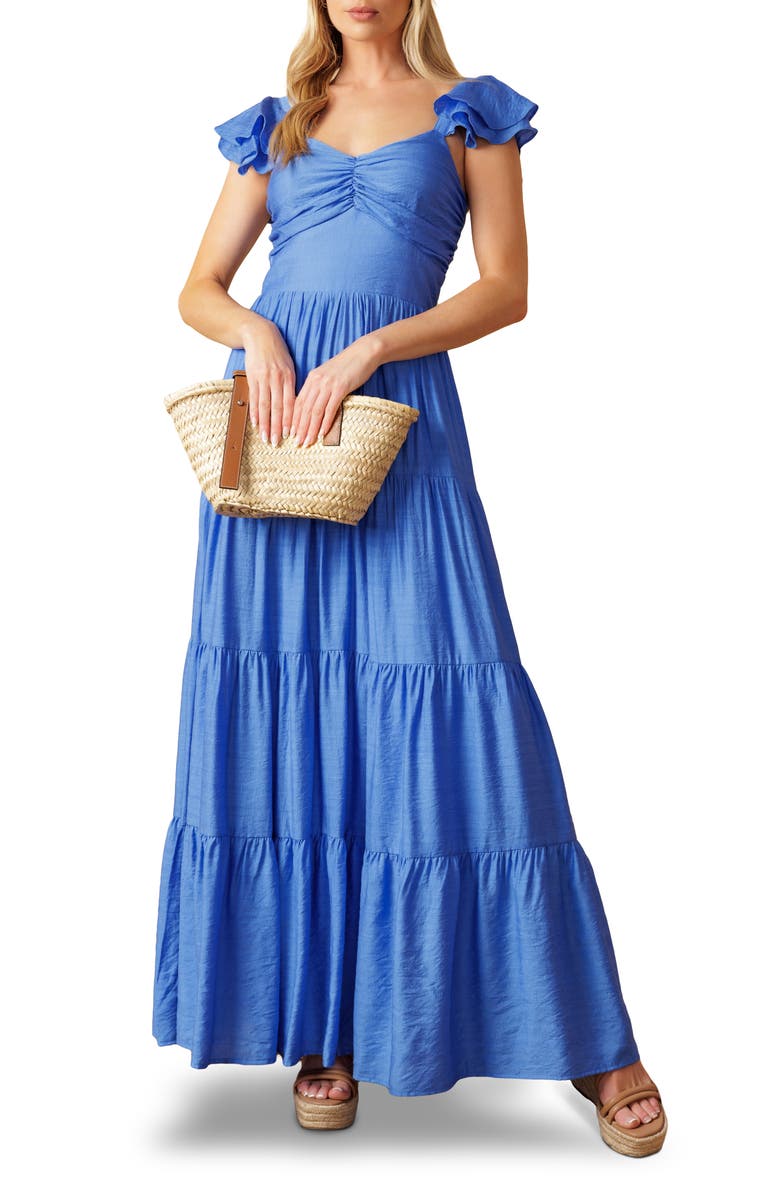 FLYING TOMATO Tiered Maxi Dress, Main, color, Periwinkle