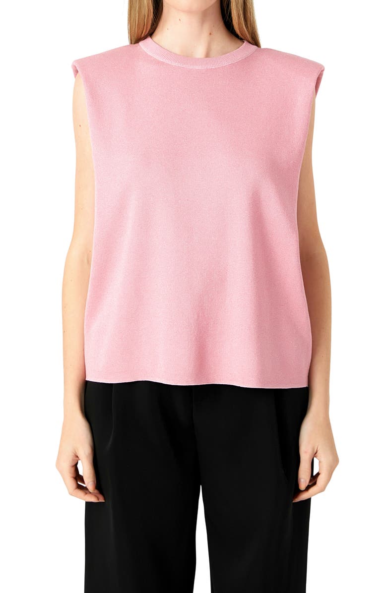 Endless Rose Glitter Power Shoulder Knit Top, Alternate, color,