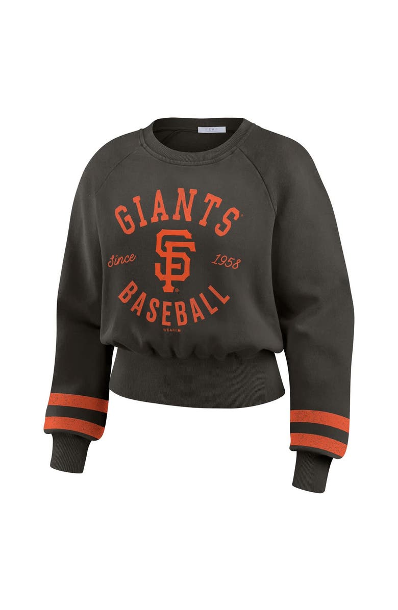 WEAR by Erin Andrews Women's WEAR by Erin Andrews Black San Francisco Giants Vintage Washed Cropped Pullover Sweatshirt, Alternate, color, Black
