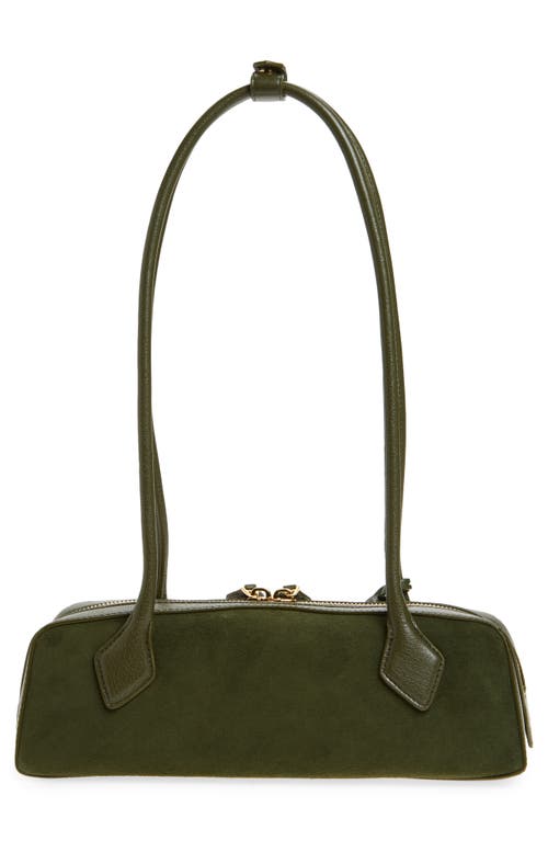 Alaïa Small Le Teckel Suede East/west Shoulder Bag In Green