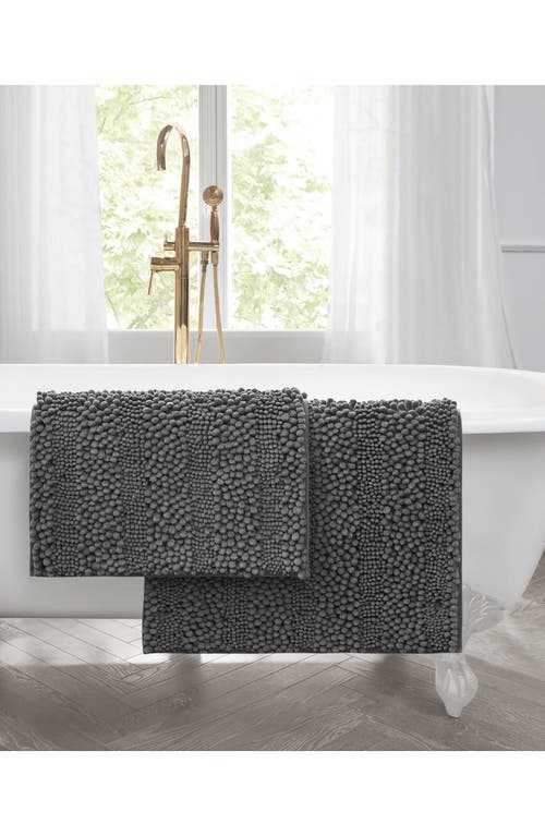Laura Ashley Chenille Set Of 2 Bath Rugs In Dark Grey
