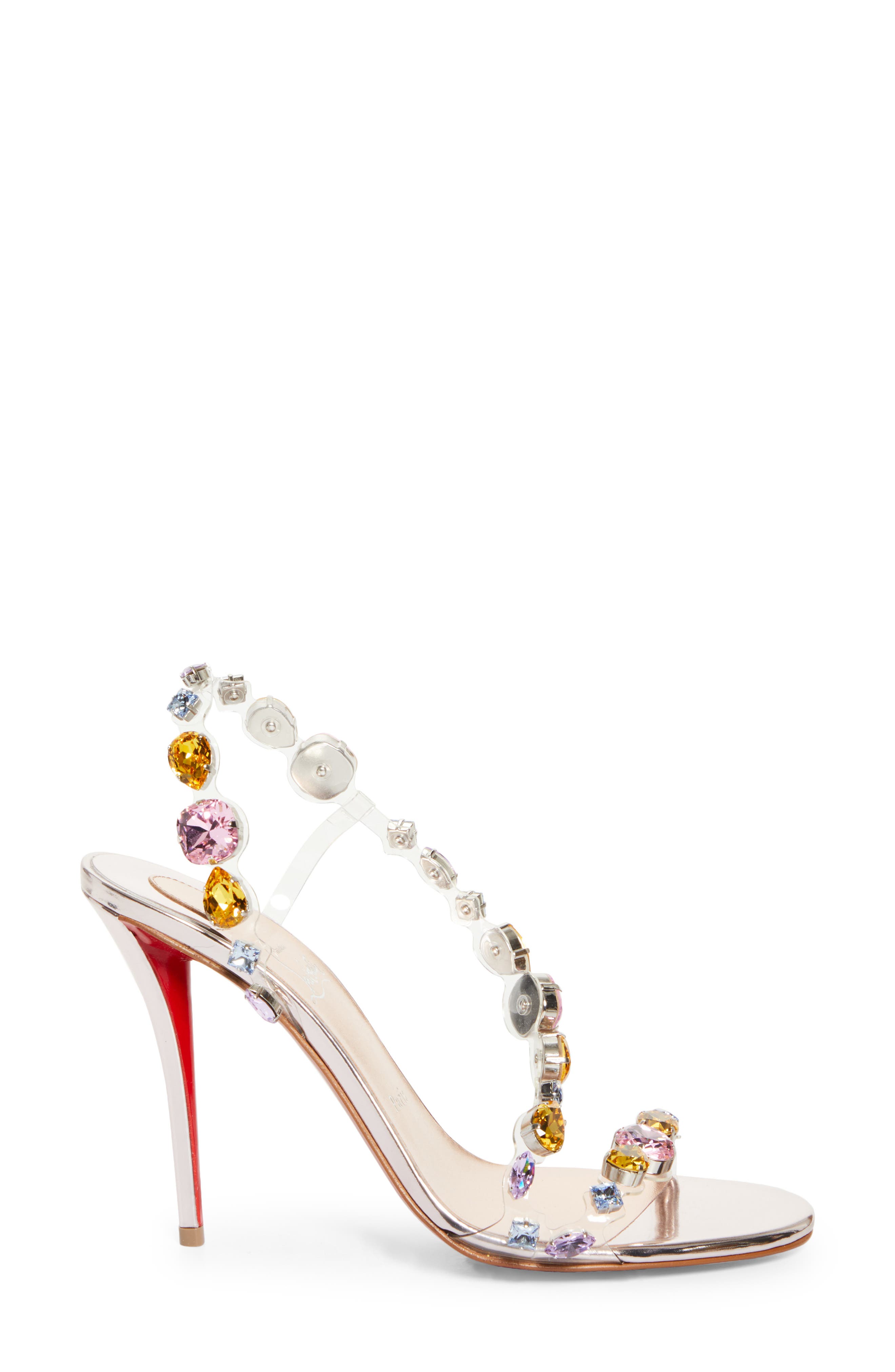 Christian Louboutin Rosa Z Crystal Embellished Transparent Slingback Sandal, Alternate, color, Leche/ Leche