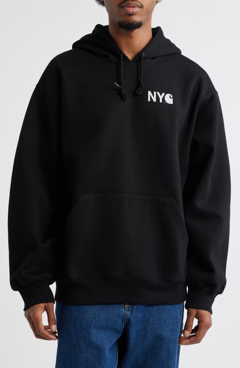 Carhartt Work In Progress NYC Heavyweight Fleece Hoodie, Main, color, Black