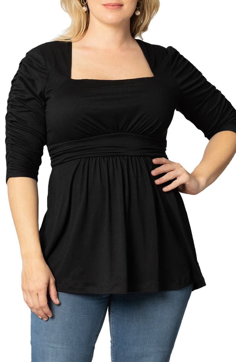 Kiyonna Solstice Ruched Sleeve Top, Main, color, 