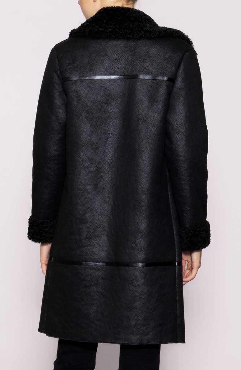 MELLODAY Faux Shearling Lined Faux Leather Coat, Alternate, color, Black