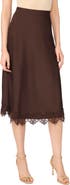 CeCe Lace Trim Satin Skirt