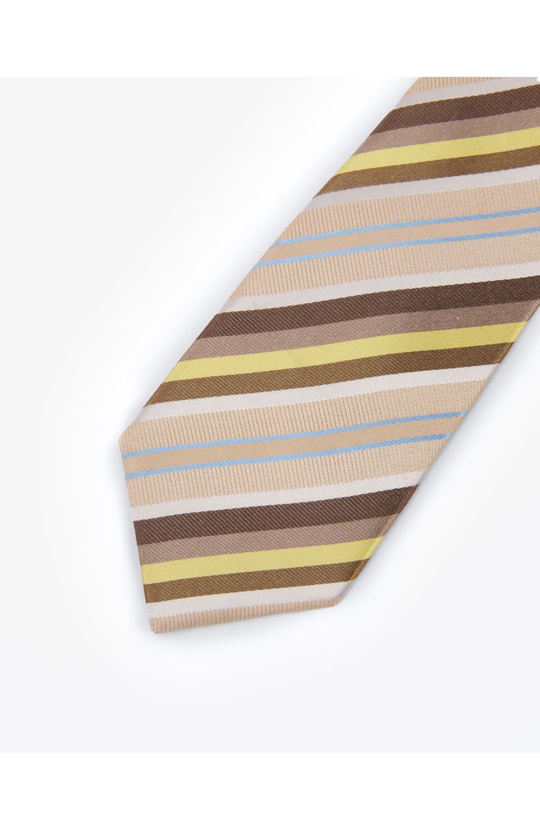 Knottery & Co Balanced Striped Silk Jacquard Tie, Alternate, color, Camel