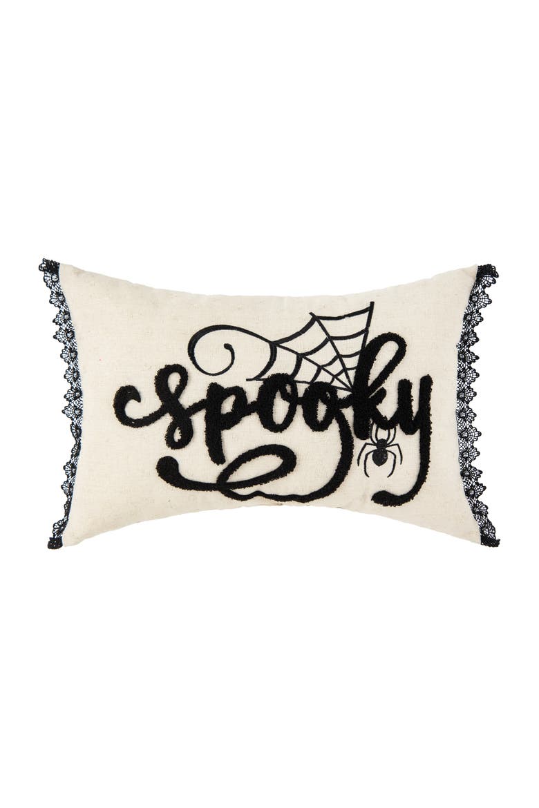 "Spooky" Spider Web Halloween Lumbar Accent Pillow 14" x 22", Main, color, Beige