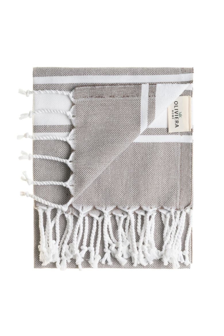 Mono Stripe Turkish Cotton Hand & Kitchen Towel Bundle, Alternate, color, Taupe Brown