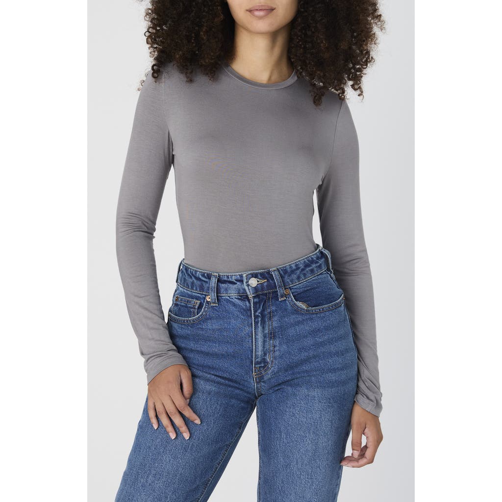 French Connection Long Sleeve Top In Dove Grey Melange