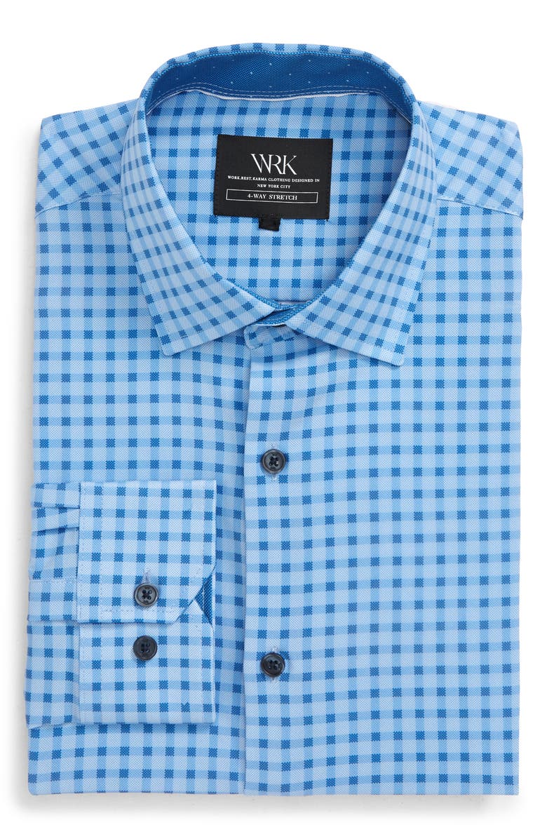 W.R.K Trim Fit Check Stretch Performance Dress Shirt, Main, color,