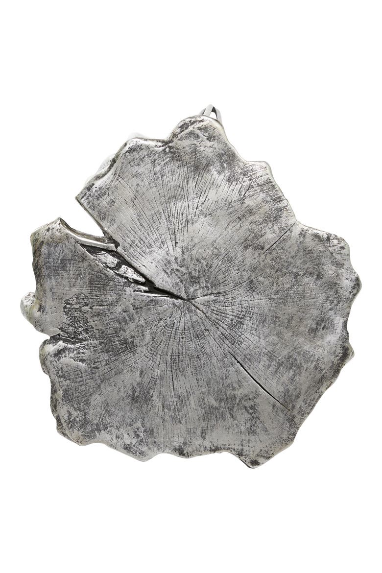 Gray Polystone Tree Trunk Accent Table with Black Hairpin Legs, Alternate, color, GREY