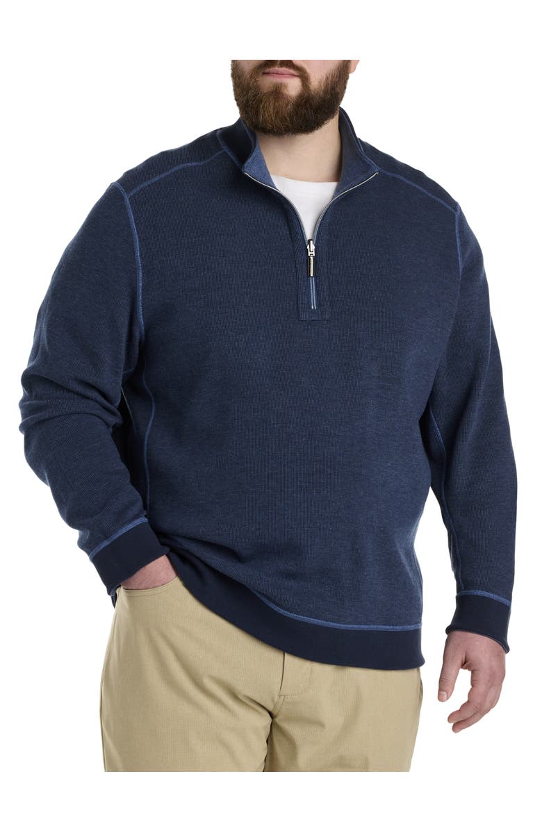 Tommy Bahama Big & Tall Flip Coast Reversible 1/2-Zip Pullover, Alternate, color, Blue Heather