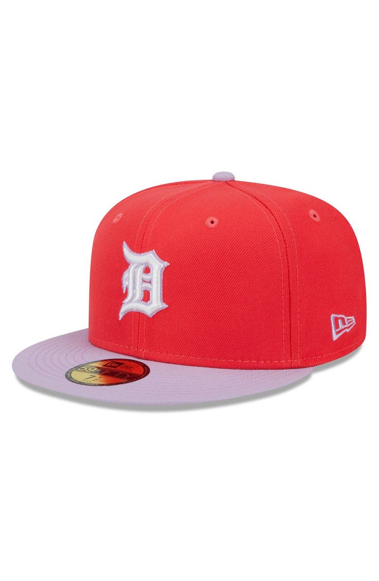 New Era Men's New Era Red/Lavender Detroit Tigers Spring Color Two-Tone 59FIFTY Fitted Hat, Main, color, 