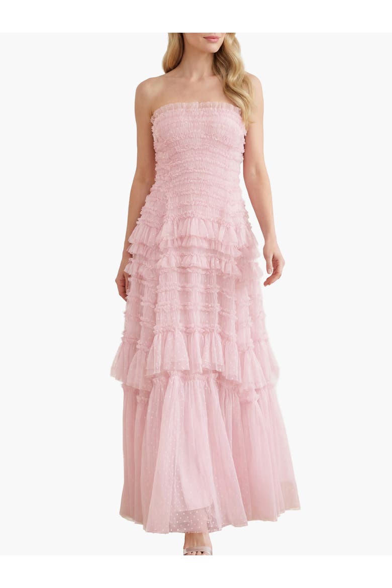 Valentine Ruffle Strapless Gown, Main, color, Shell