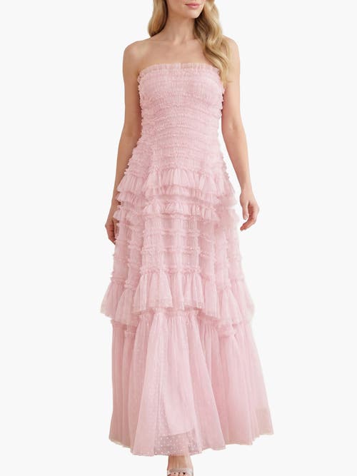 Needle & Thread Valentine Ruffle Strapless Gown in Shell at Nordstrom, Size 6