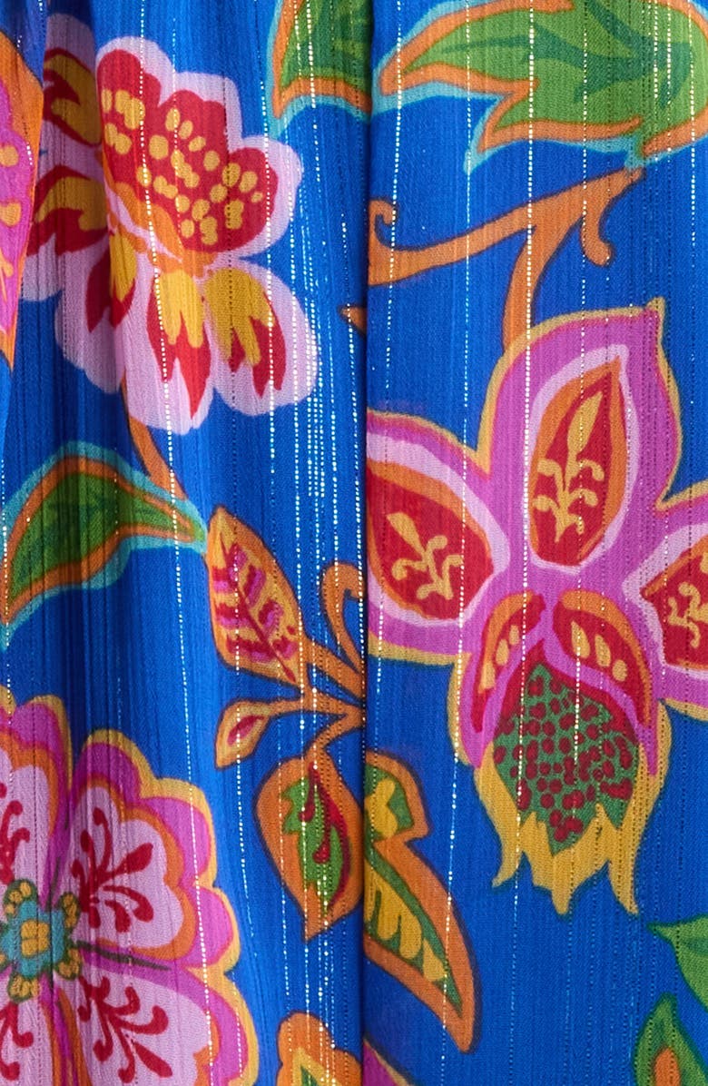 SUGARLIPS Wendey Metallic Stripe Floral Sleeveless Jumpsuit, Alternate, color, Blue-Mult