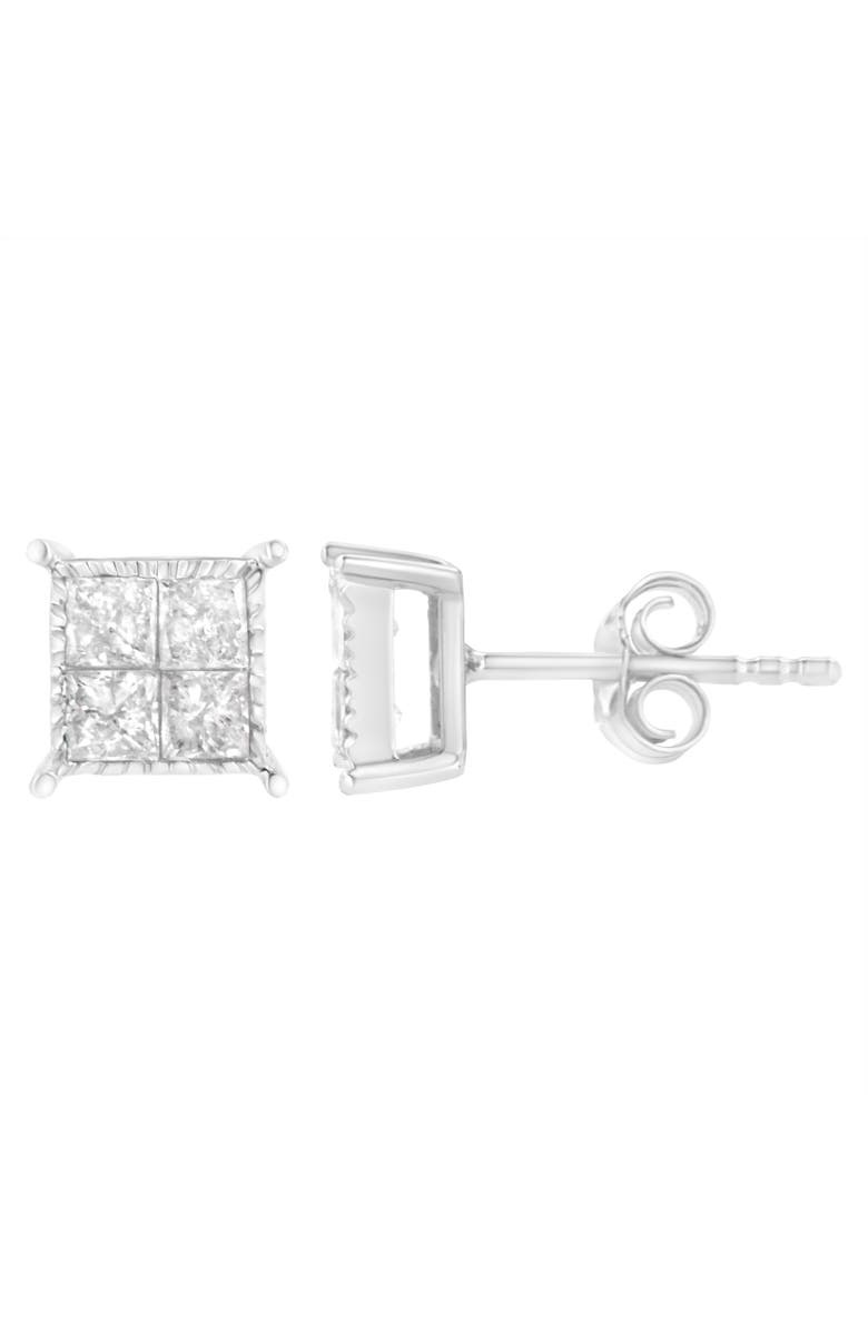 Haus of Brilliance Silver 3/4 Ct Composite Diamond Stud Earrings, Alternate, color, White
