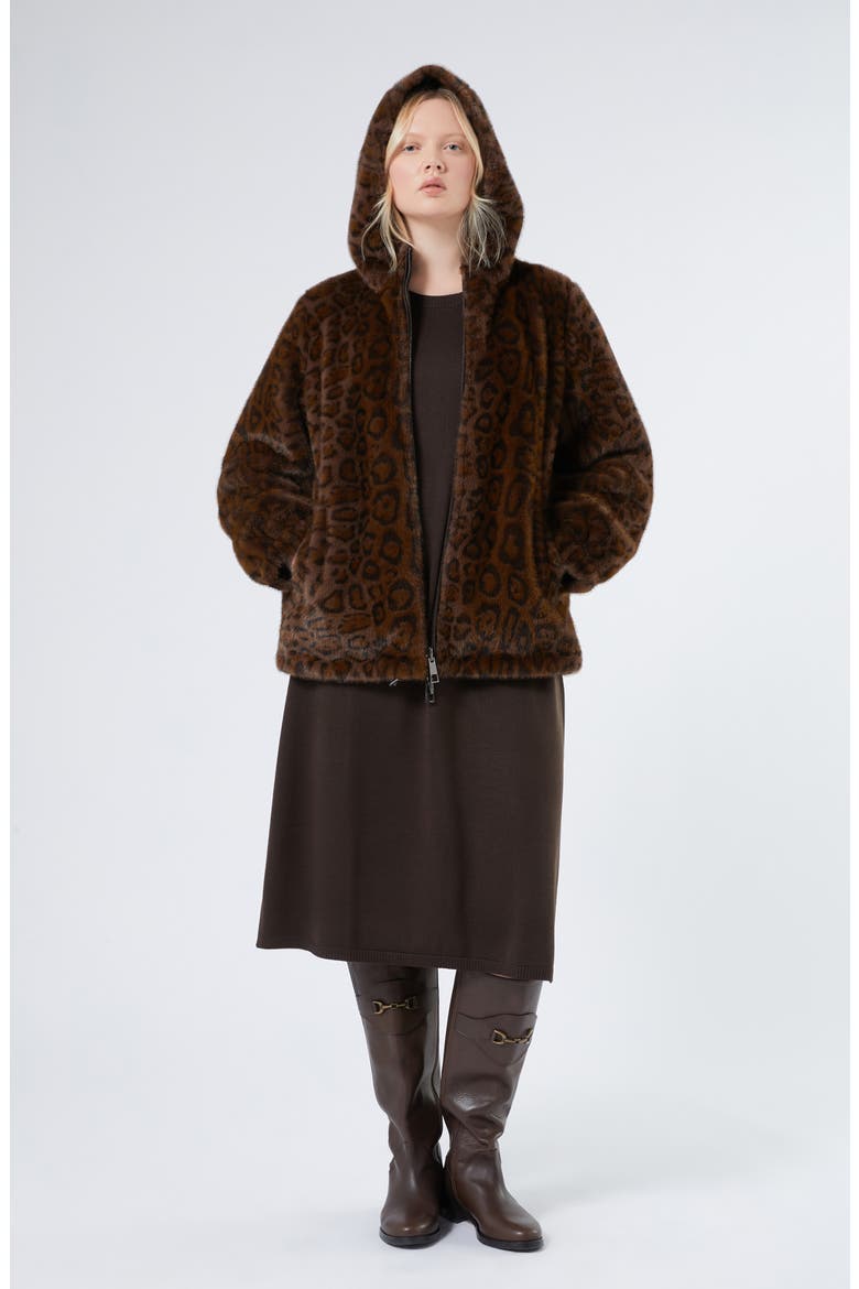 King Reversible Faux Fur Hooded Coat, Alternate, color, CHOCOLATE