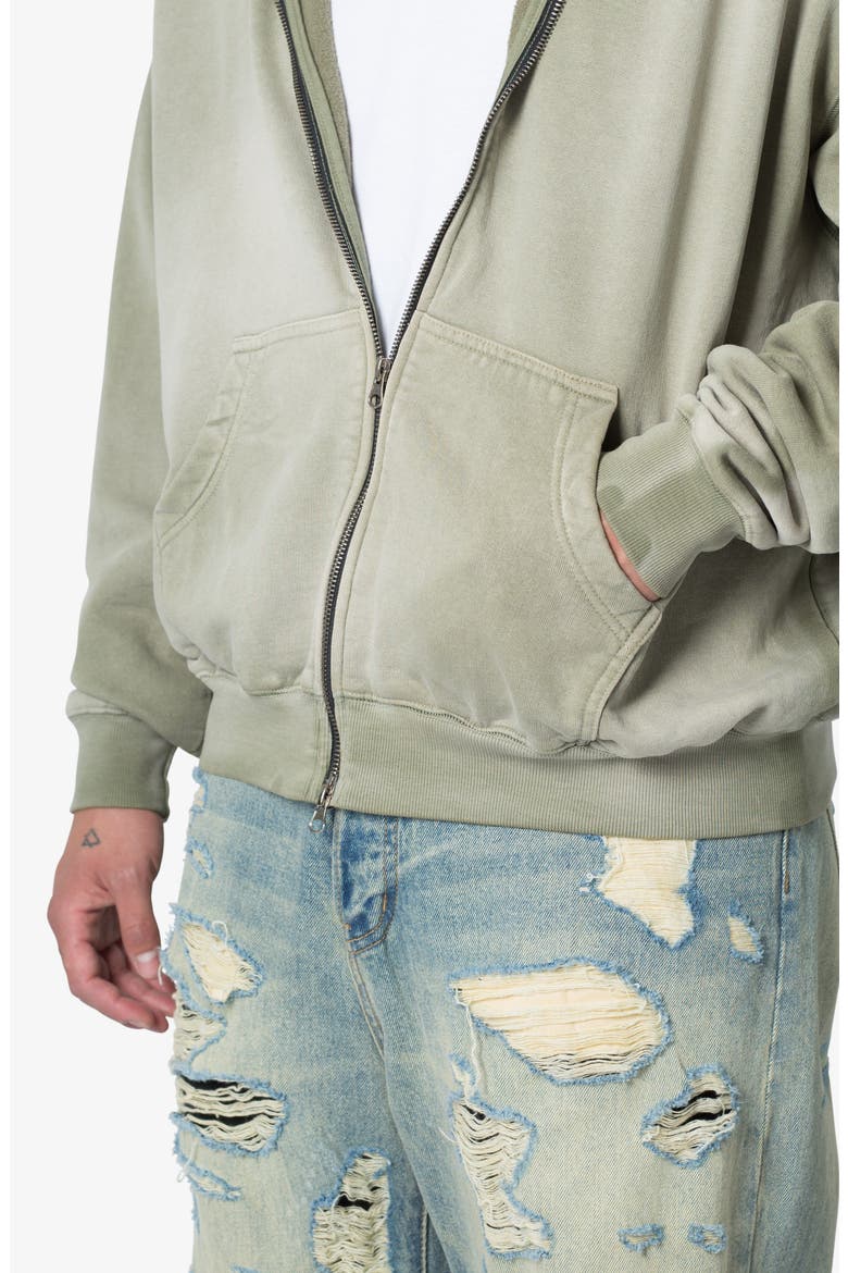 Basic Faded Cotton Zip-Up Hoodie, Alternate, color, WASHED OLIVE