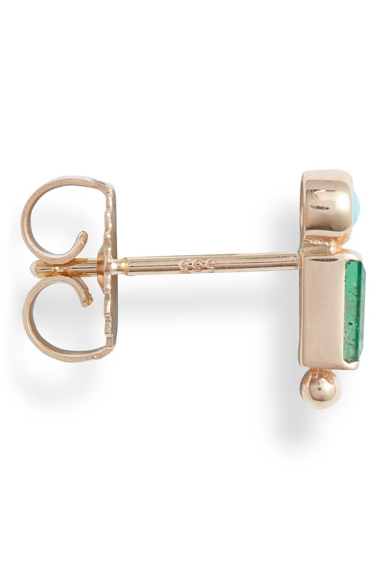 Dew Drop Bezel Stud Earrings, Alternate, color, YELLOW GOLD/ GREEN/ BLUE