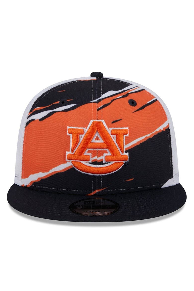 Men's New Era Navy Auburn Tigers Tear Trucker 9FIFTY Snapback Hat, Alternate, color, Navy