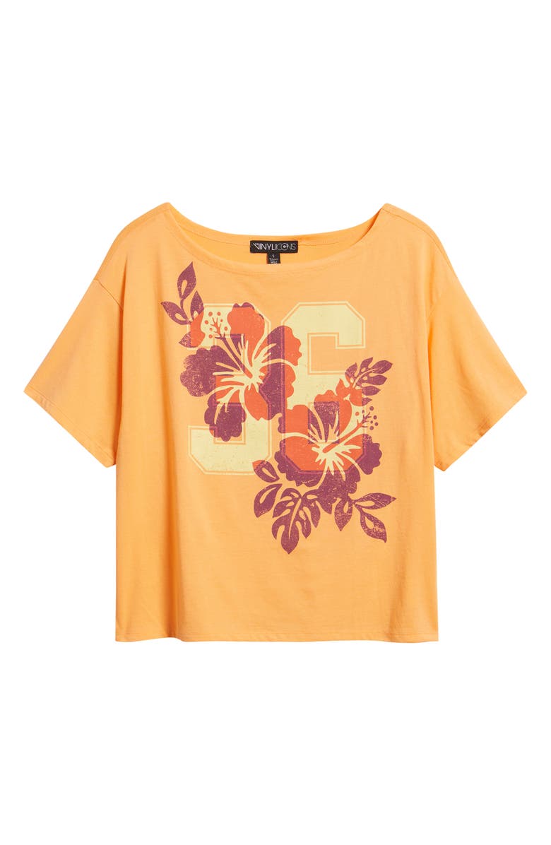 Vinyl Icons Floral Graphic T-Shirt, Alternate, color, Orange